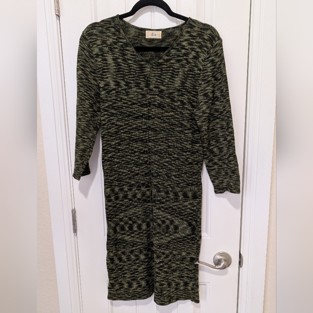 Y2K DIA Black and Green‎ Wool Knit Dress
